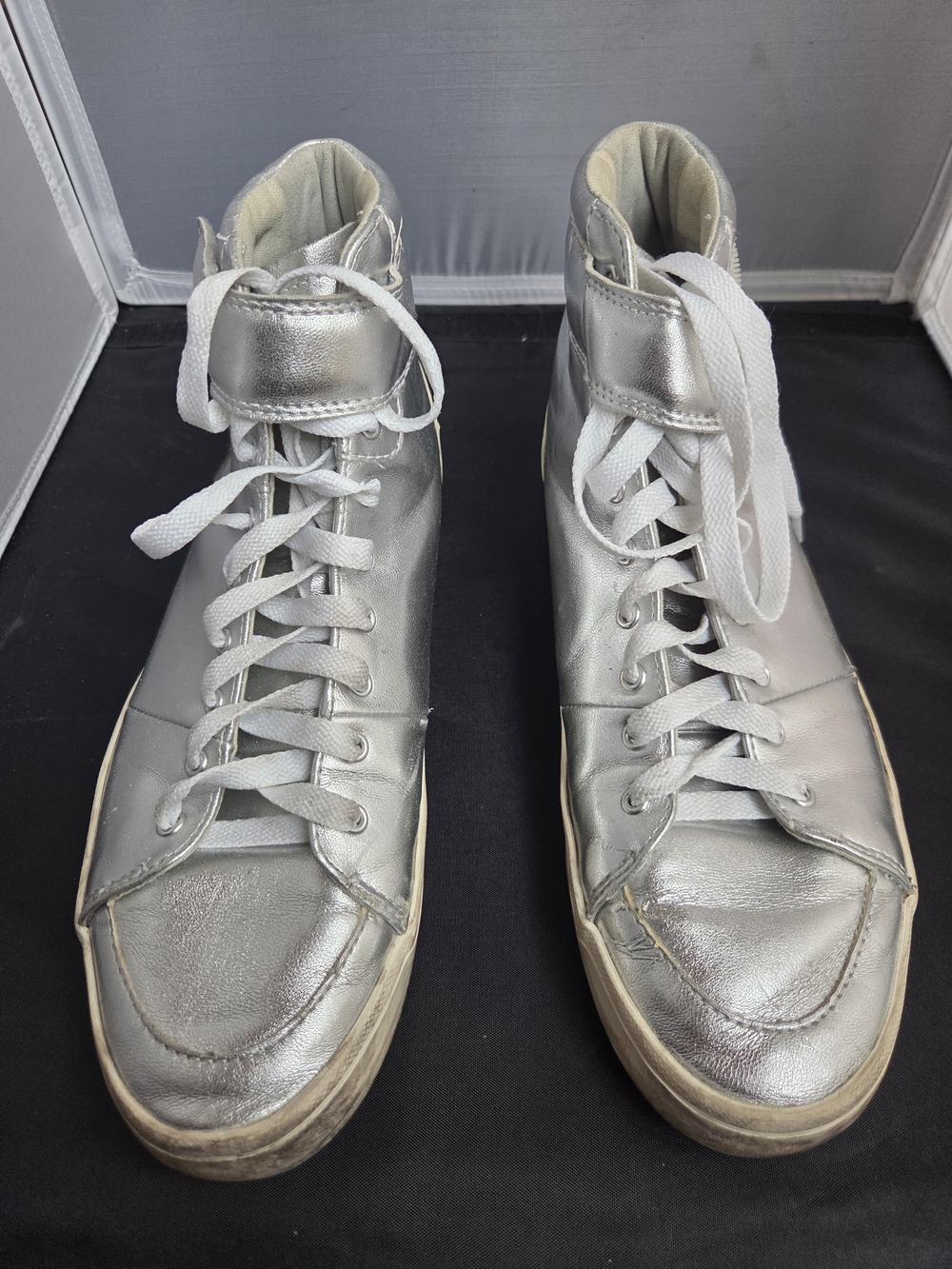 Creative Recreation Savona Metallic Silver High Top Sneakers Size 9.5